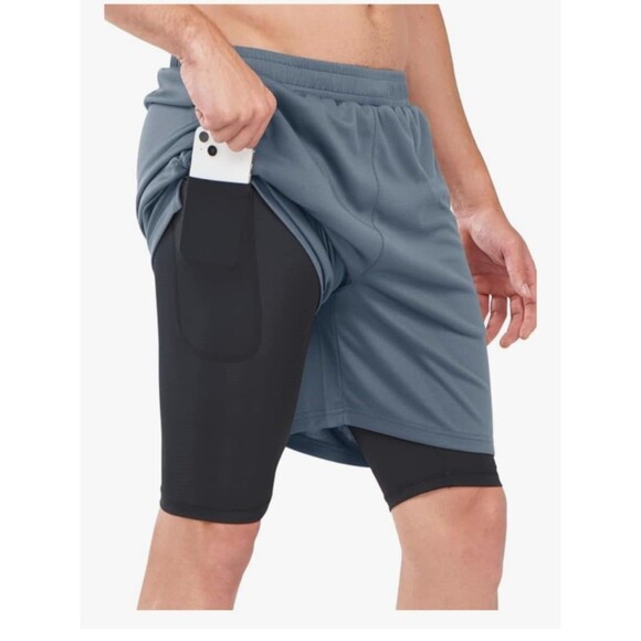 NORTHYARD Men's Size 2XL Blue Athletic Running Shorts Pockets Quick Dry - Picture 2 of 6